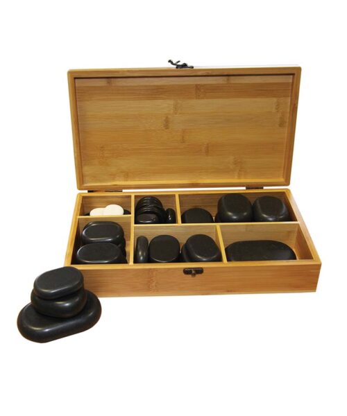 Affinity Basalt Stone Therapy Set 50 Pieces Wooden Box