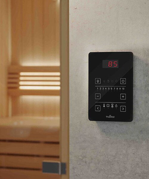 Tylo Pure Control Panel installed outside sauna