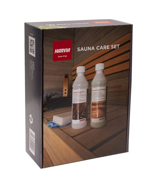 Harvia Sauna Care Set Cleanser Paraffin Oil Gloves Sponge