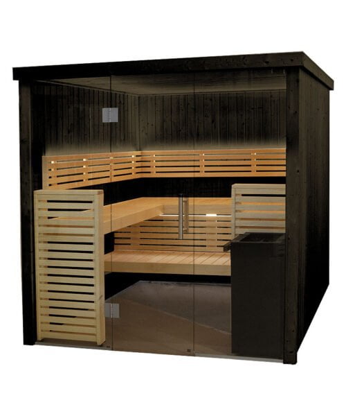 Harvia Fenix Pre-fabricated Indoor Glass Front Sauna Kit