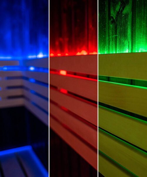 Harvia Fenix RGB LED lighting options