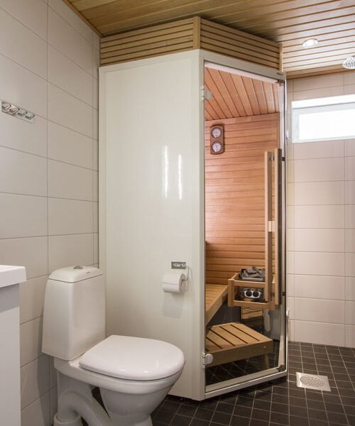 Harvia Sirius Corner Sauna bathroom installation