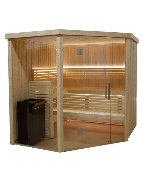 Harvia Variant View Corner Large 4 Person Glass Front Sauna