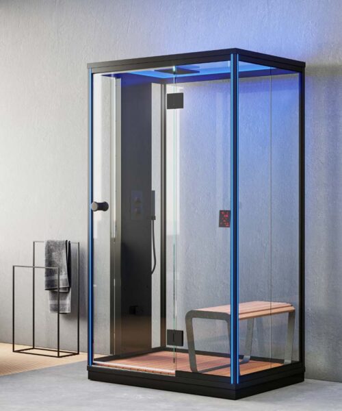 The Harvia Nova Steam Shower Cabin comes with RGBW LED lighting